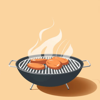 Ilustración de barbacoa y parrilla
