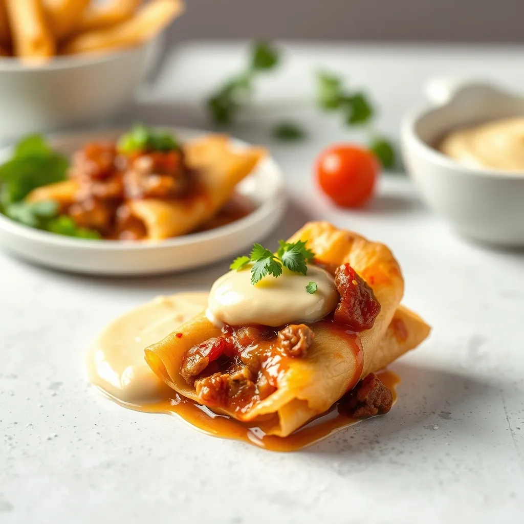 Mini pasteles de carne picada con chili y puré de patata dorado, servidos en bandeja de muffins