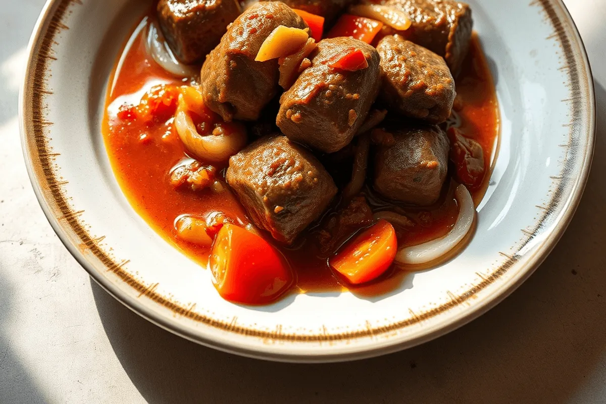 Albóndigas doradas de cordero con salsa de tomate y albaricoque, servidas con pan pita y ensalada fresca