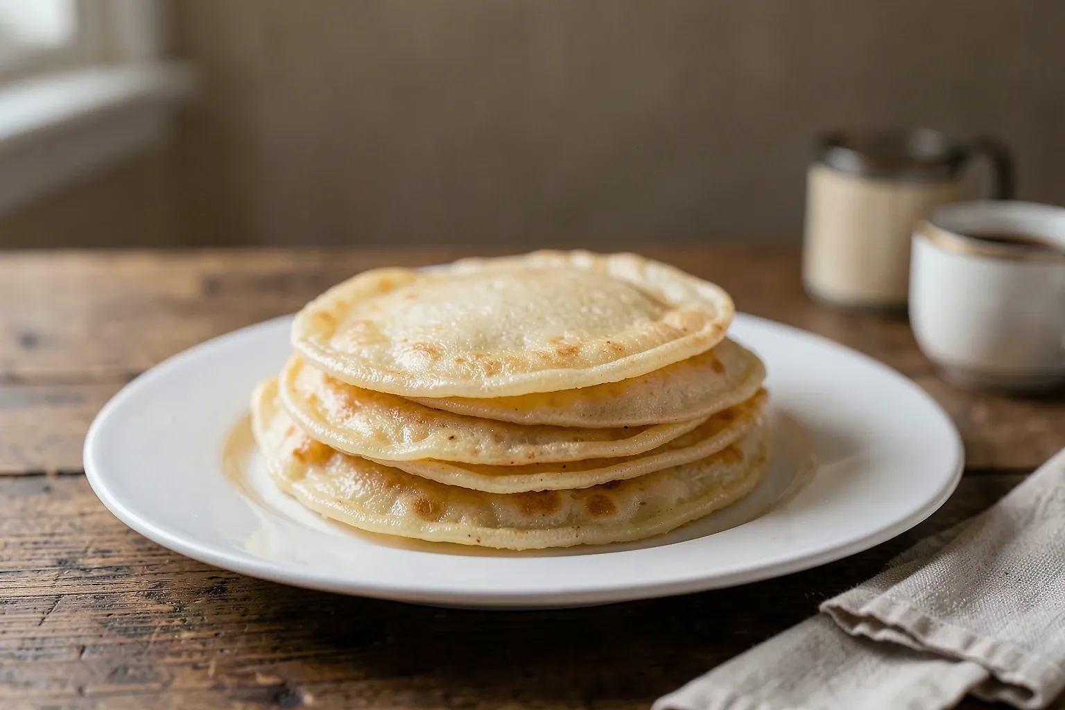 Crepes austriacos palatschinken apilados con azúcar glas