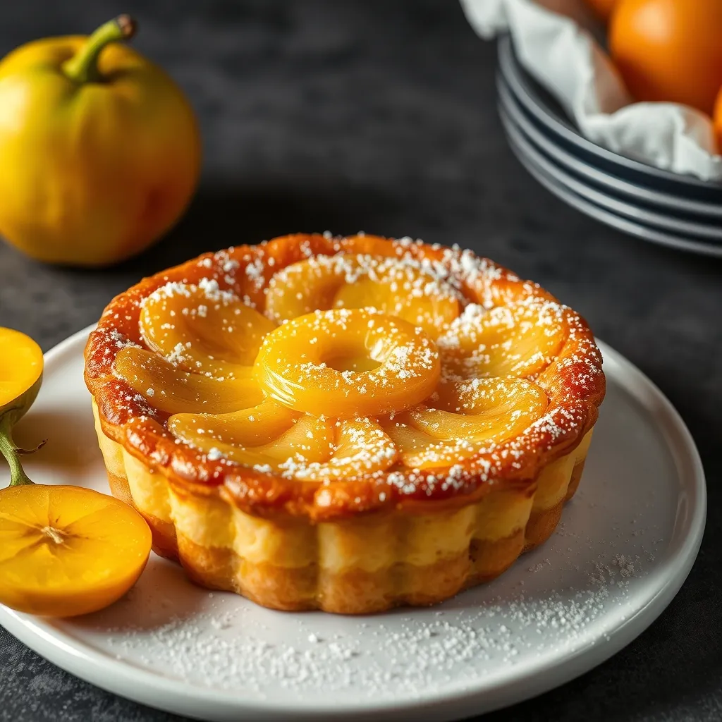 Pastel de manzana holandés dorado con rodajas de manzana en la superficie y espolvoreado con azúcar glass