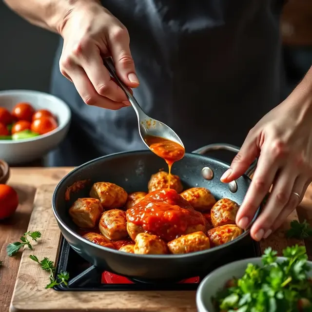 Paso 5: Cocer albóndigas en salsa